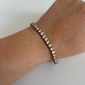 Vintage 7.5" Tennis Bracelet Gold Plated Sterling Silver 925 & Cubic Zirconia CZ